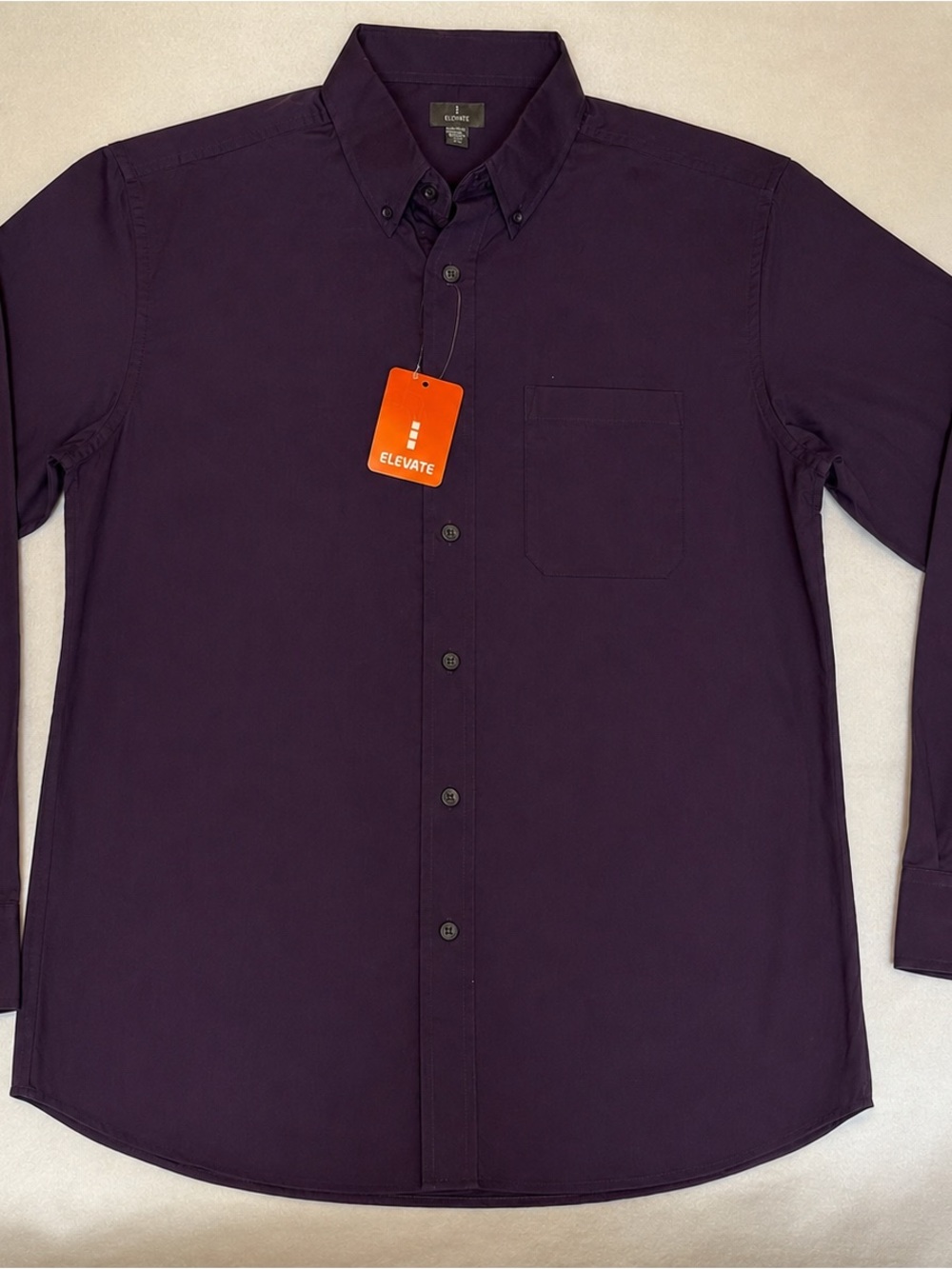 Elevate Men's Dark Plum Wilshire Long Sleeve Shirt NWT medium